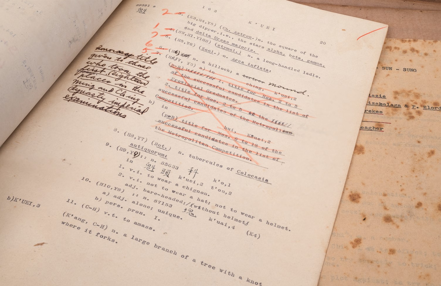 A page from the dictionary draft.